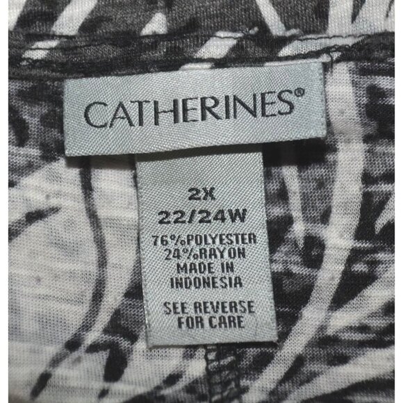 Catherines Womens Black Floral Sleeveless Blouse Top Plus Size 2X 22W 24W Tiered - Picture 9 of 10